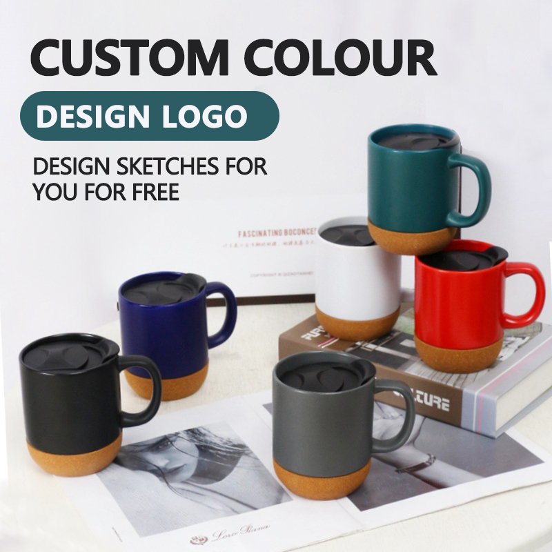 Custom Logo 11oz Porcelain White Printed Christmas Sublimation blank Christmas Ceramic Cup Coffee Mugs With cork bottom and lid