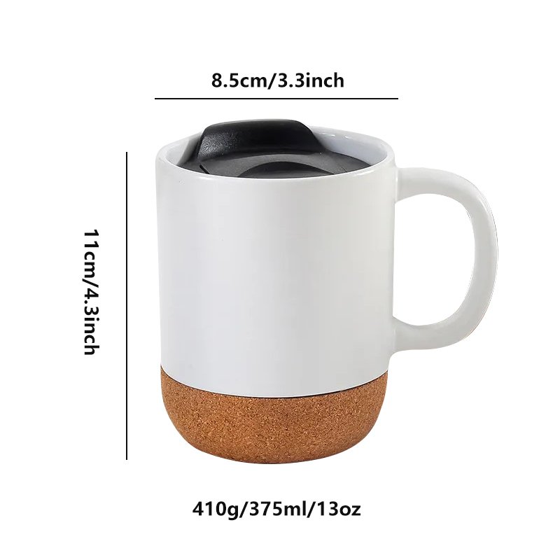 Custom Logo 11oz Porcelain White Printed Christmas Sublimation blank Christmas Ceramic Cup Coffee Mugs With cork bottom and lid