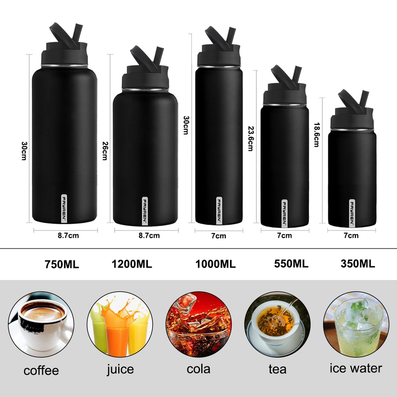 FAYREN double wall stainless steel days days Insulated termos arabic Vacuum Flasks & Thermoses with straw