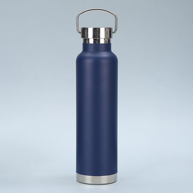 WHOLESALE PROMOTIONAL 750ML SPORTS OUTDOOR PORTABLE STAINLESS STEEL DOUBLE WALL VACUUM FLASK WATER BOTTLE W/ HANDLE ON LID