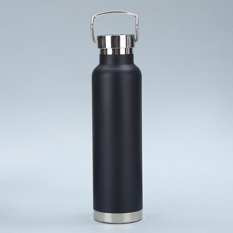 WHOLESALE PROMOTIONAL 750ML SPORTS OUTDOOR PORTABLE STAINLESS STEEL DOUBLE WALL VACUUM FLASK WATER BOTTLE W/ HANDLE ON LID