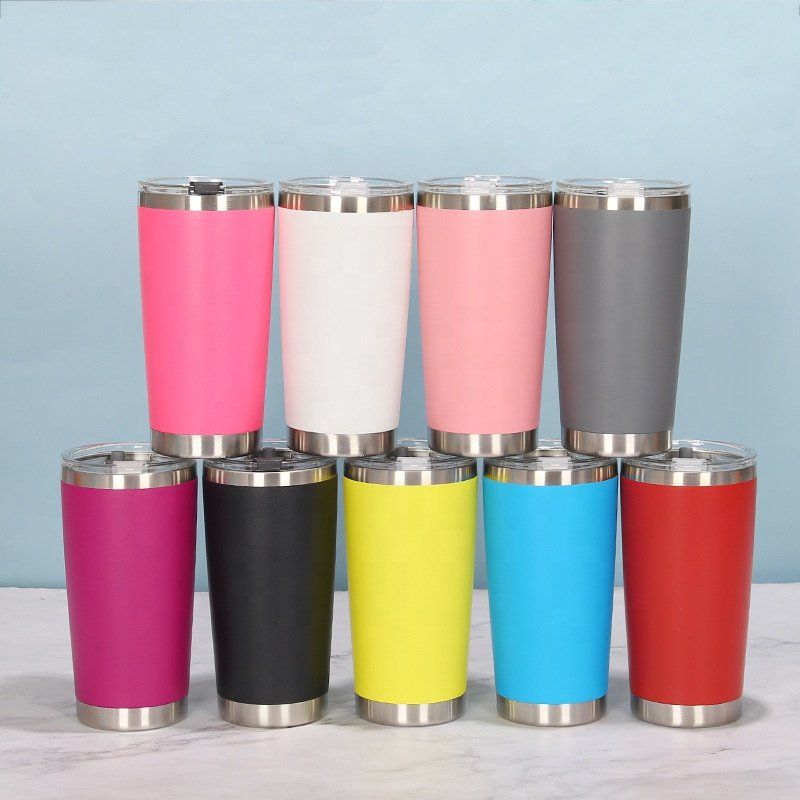 customized 20 oz double wall insulated stainless steel coffee beer mug wine tumbler cups in bulk with lid