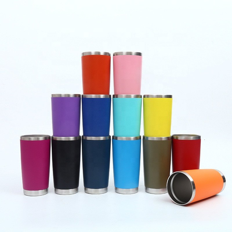 customized 20 oz double wall insulated stainless steel coffee beer mug wine tumbler cups in bulk with lid