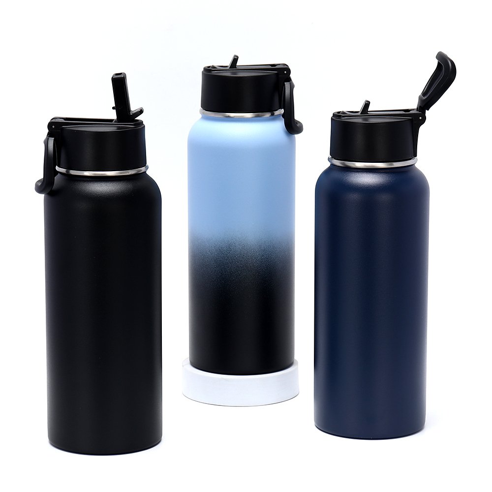 Double Wall Vacuum Flask Insulated Stainless Steel Vacuum Flask Thermo With Straw