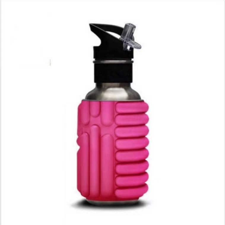 Hot sale fitness gym sport stainless steel foam roller water bottle with eva sleeve new product ideas 2024