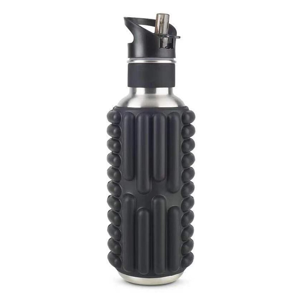 Hot sale fitness gym sport stainless steel foam roller water bottle with eva sleeve new product ideas 2024