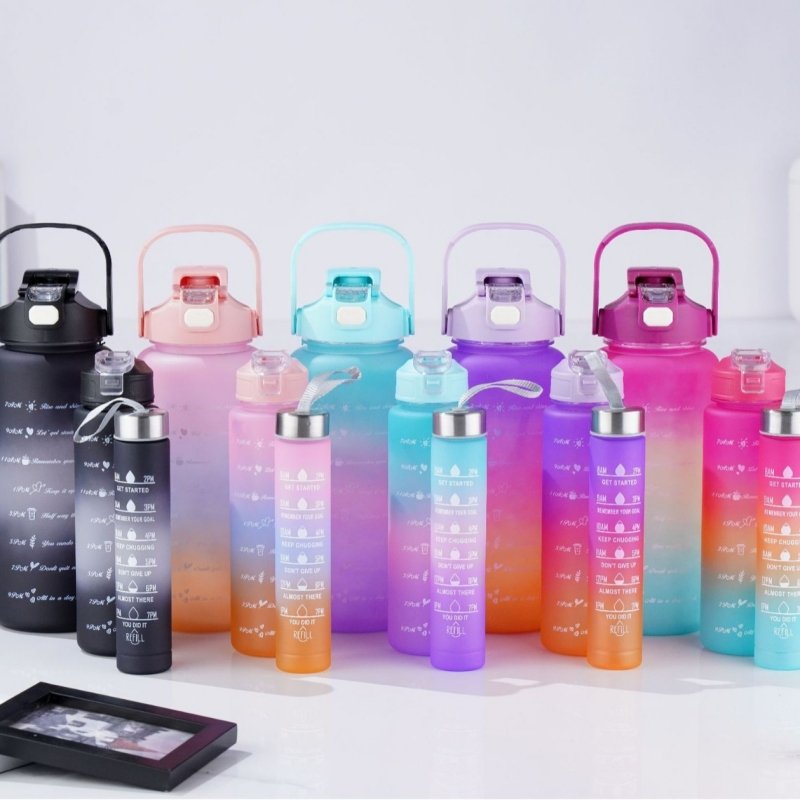Sports Water Bottle 3pcs/set Motivational Water Bottle For Male Female Set 2000ml 900ml 280ml Portable Reusable Summer Cups