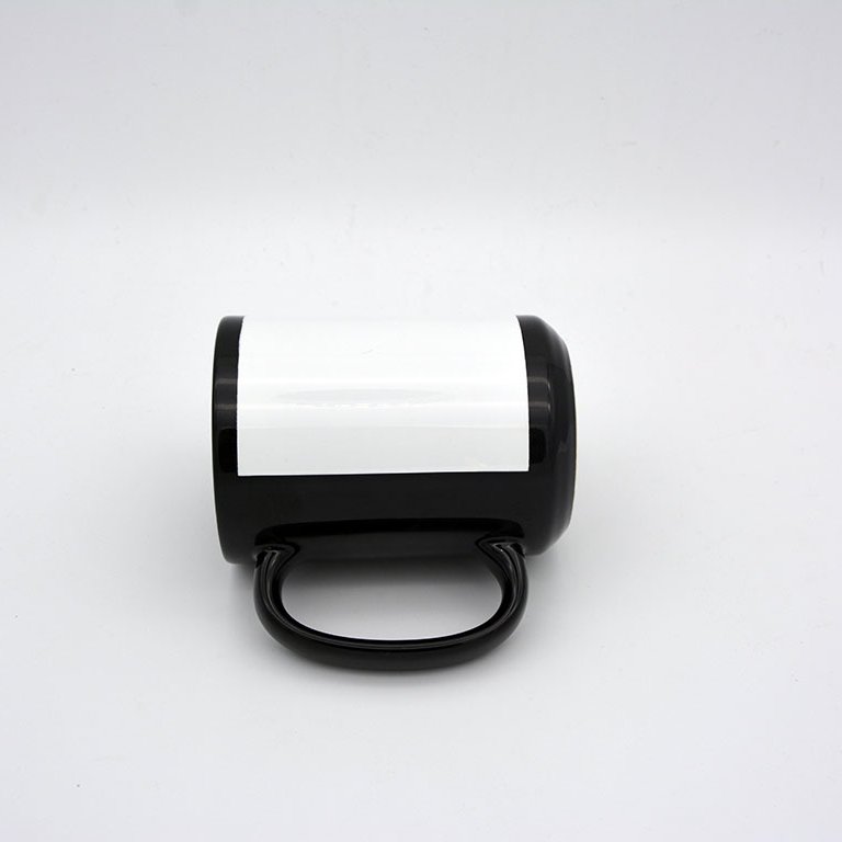 15 Oz Sublimation Coated Black Mug With White Patch Sublimation Mug