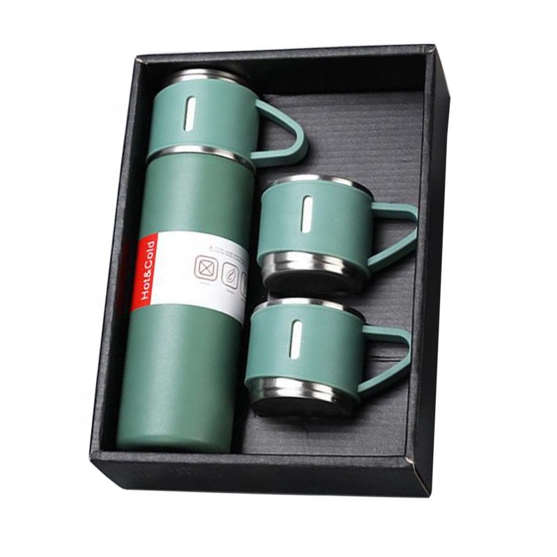500ml thermal travel mug keeping cold & hot vacuum bottle insulated bullet flask set with 2 office cups for gift