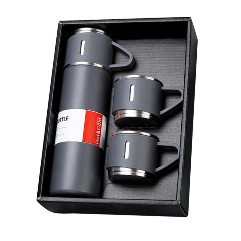 500ml thermal travel mug keeping cold & hot vacuum bottle insulated bullet flask set with 2 office cups for gift