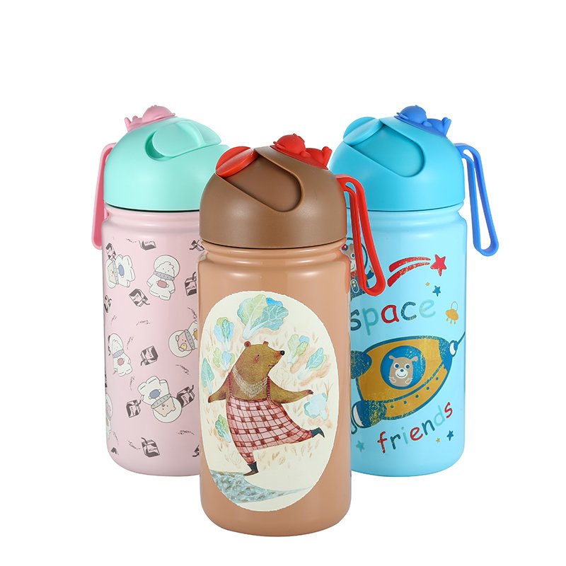Kids Bottle Eco-Freindly Double Wall 304 Stainless Steel Water Bottle Insulated 14oz Vacuum Flask Bpa-Free