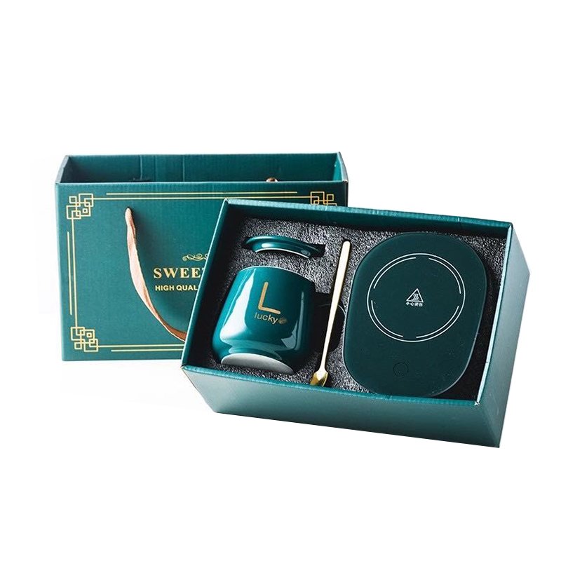 Hot offer Christmas gift set Thermostatic heat cup set ceramic coffee mug with heater best gift for christmas customized