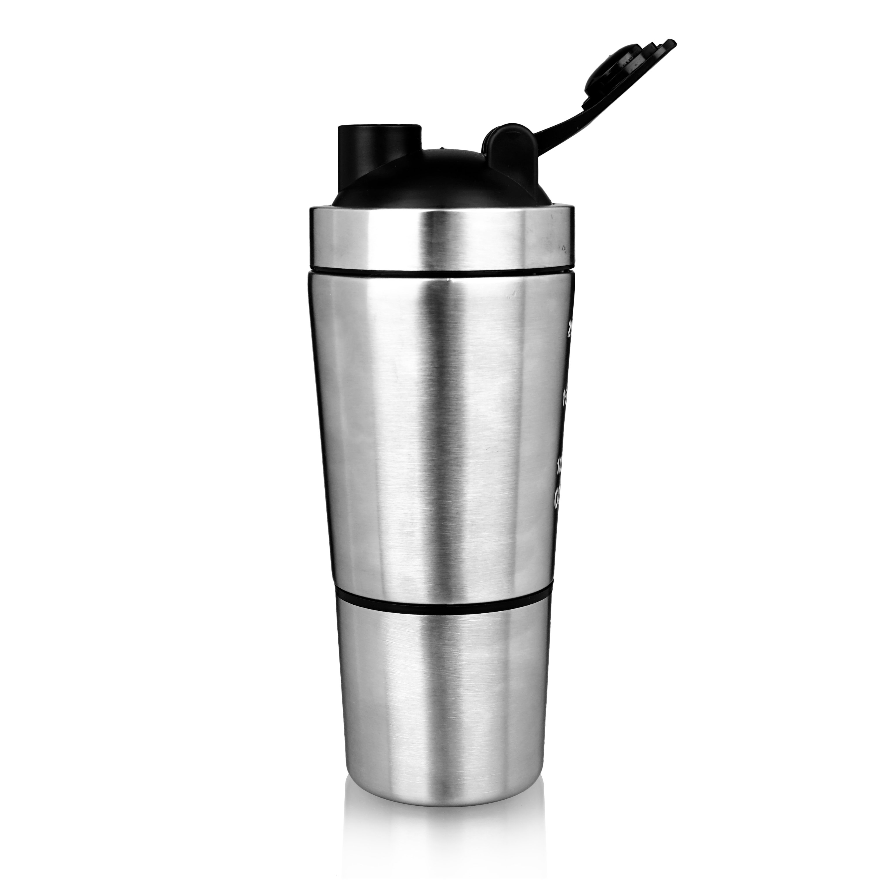 FREE SAMPLE 700ml single wall stainless steel gym sport shaker water bottle with protein storage box