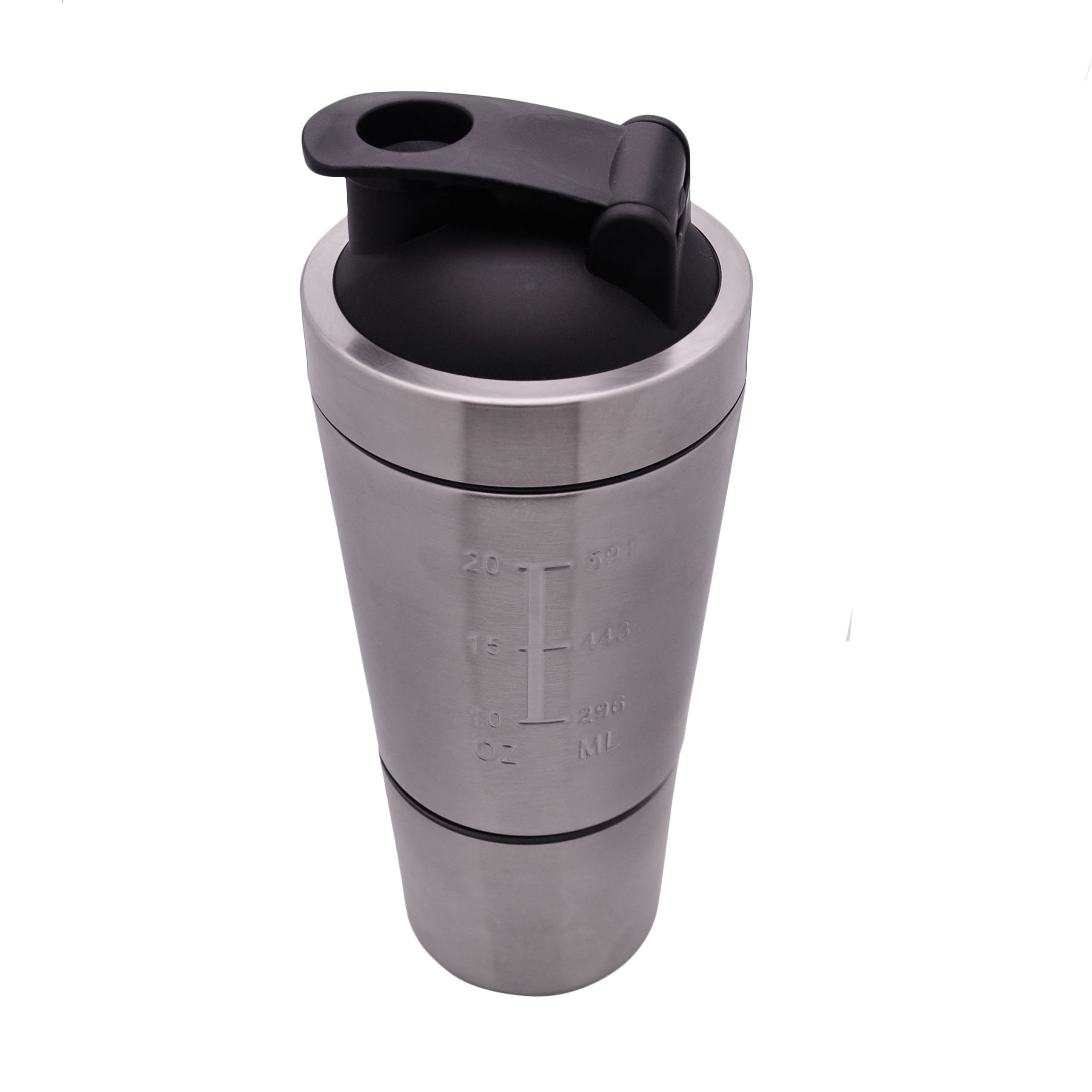 FREE SAMPLE 700ml single wall stainless steel gym sport shaker water bottle with protein storage box