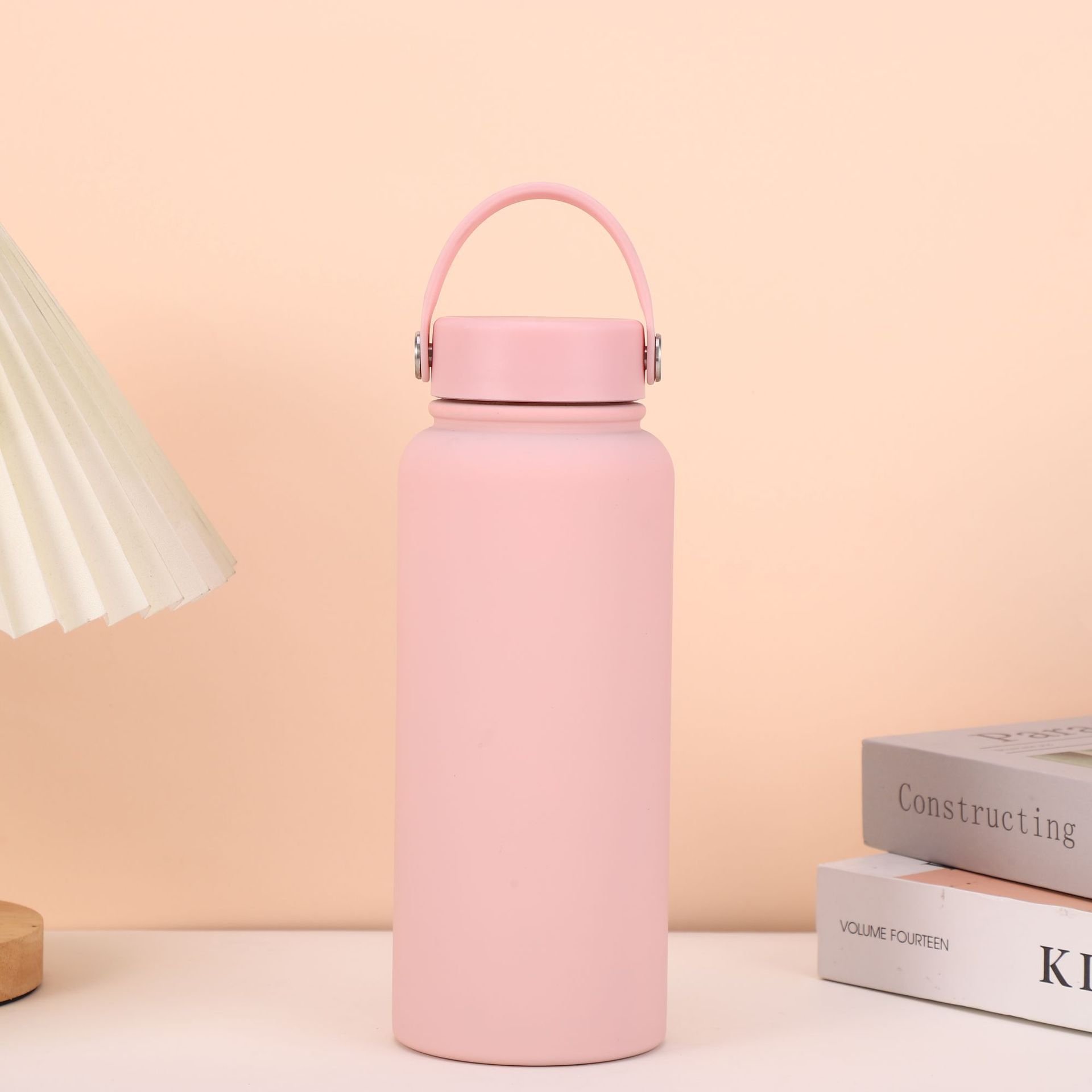 Custom 32oz rubber paint stainless steel vacuum flask double wall insulated large capacity thermos water bottle with handle