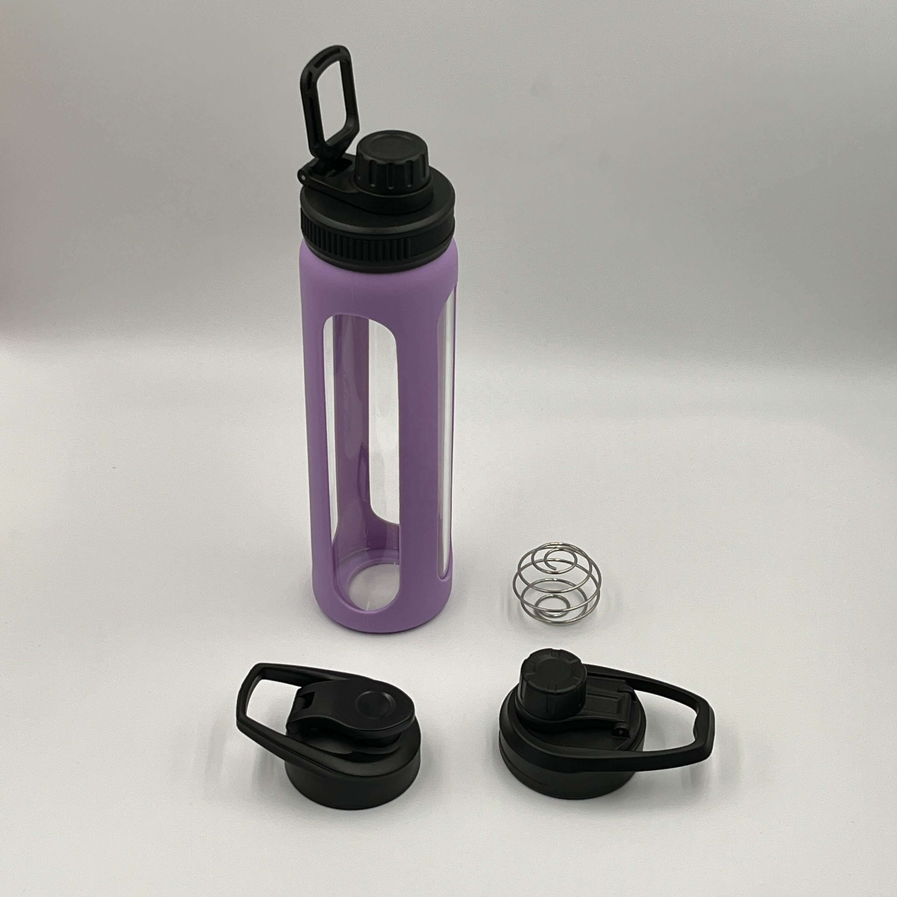 Bpa Free Eco-friendly Custom High Borosilicate Glass Water Bottle 700ml Wholesale Portable Glass Drink Bottle with Wire Whisk