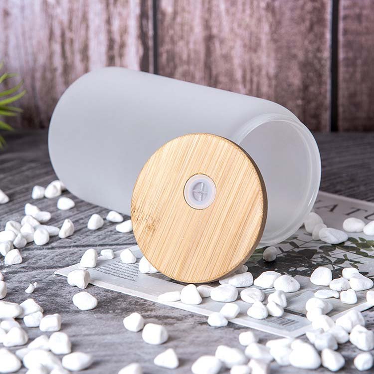 Rts 13oz 16oz 17oz 18oz Transparent Coffee Glass Mug Cup Sublimation Glass Tumbler With Bamboos Lid And Straw