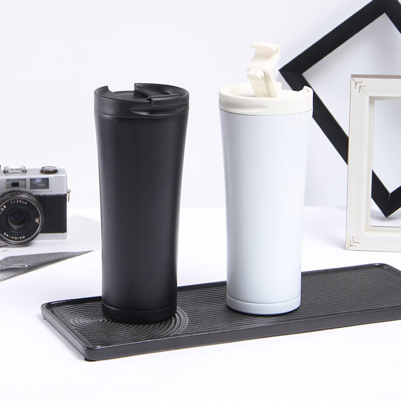Customized LOGO Travel Water Cup Double Wall Tumbler Coffee Mugs Stainless Steel Mugs with Lid