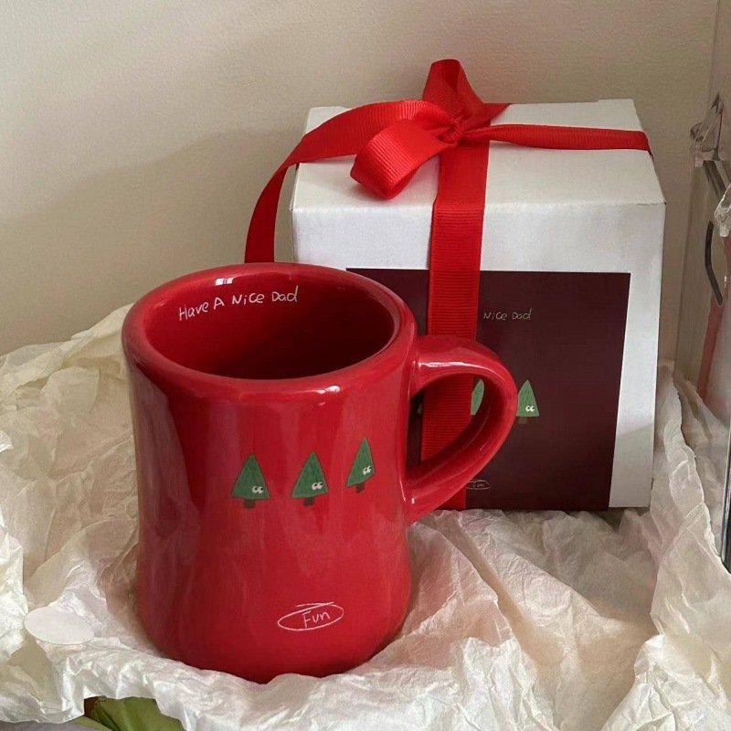 Wholesale Matte Custom Design Red Mother's day/ Valentine's Day Christmas Ceramic Coffee Mug with Gift Box