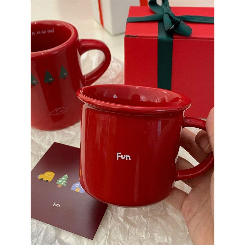 Wholesale Matte Custom Design Red Mother's day/ Valentine's Day Christmas Ceramic Coffee Mug with Gift Box