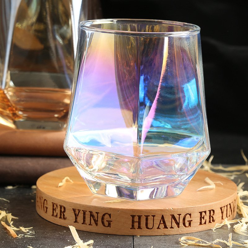 New Arrival Wholesale 300ML Iridescent Borosilicate Stemless Crystal Wine Glasses Modern Rainbow Wine Glass Cup Coffee Mug