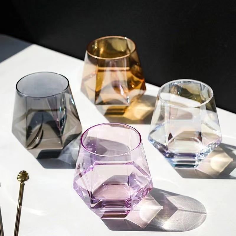 New Arrival Wholesale 300ML Iridescent Borosilicate Stemless Crystal Wine Glasses Modern Rainbow Wine Glass Cup Coffee Mug