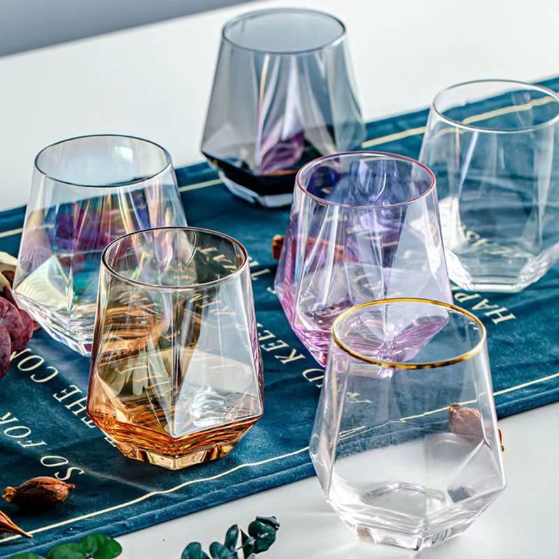 New Arrival Wholesale 300ML Iridescent Borosilicate Stemless Crystal Wine Glasses Modern Rainbow Wine Glass Cup Coffee Mug