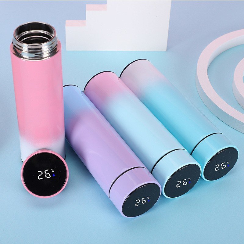 500ml double wall vacuum insulated stainless steel digital water bottle gift smart thermos with led temperature display