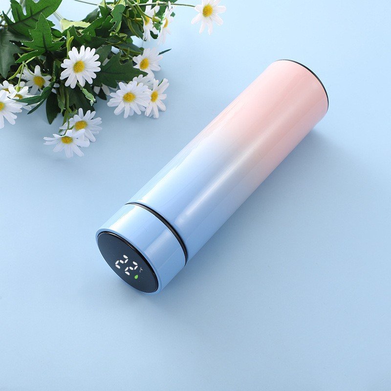 500ml double wall vacuum insulated stainless steel digital water bottle gift smart thermos with led temperature display