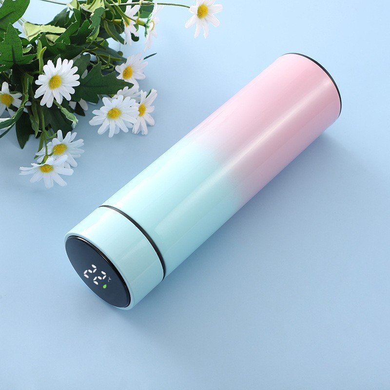 500ml double wall vacuum insulated stainless steel digital water bottle gift smart thermos with led temperature display