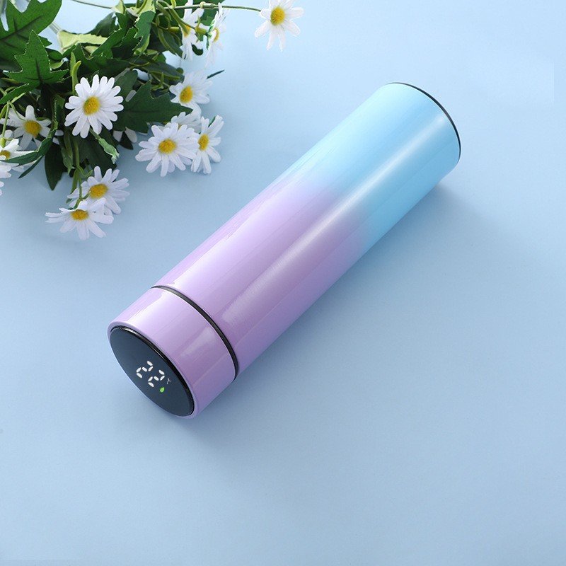 500ml double wall vacuum insulated stainless steel digital water bottle gift smart thermos with led temperature display