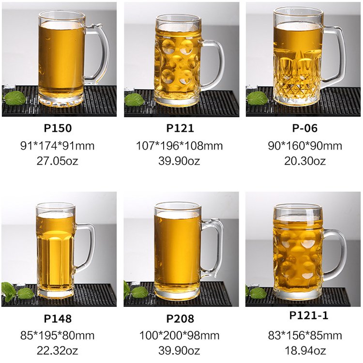 Wholesale Custom Logo Classic 16oz-40oz Steins Empty Beer Glasses high quality glass beer mug Large Clear beer glass with handle