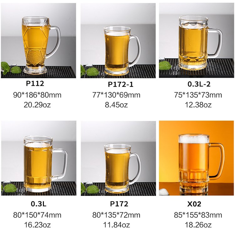 Wholesale Custom Logo Classic 16oz-40oz Steins Empty Beer Glasses high quality glass beer mug Large Clear beer glass with handle