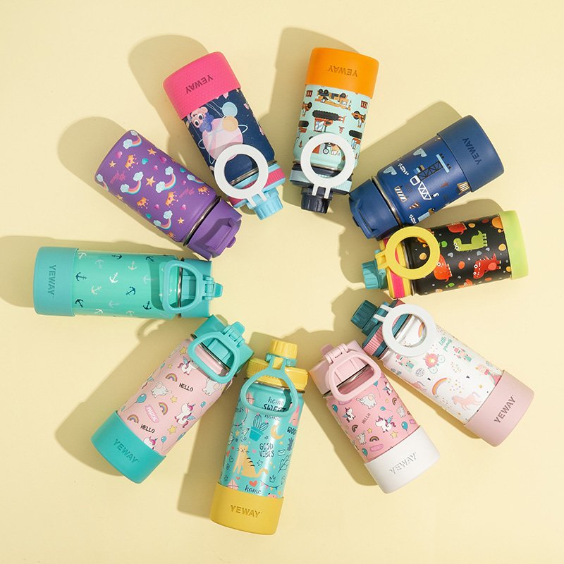 Yeway termo de agua 12 oz bpa free stainless steel insulated water bottle with straw Vacuum Flasks Thermoses for children kids