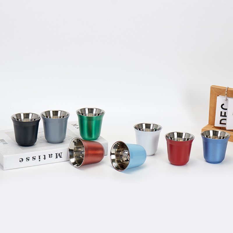 Mini stainless steel shot glass Double-layer simple insulation beer mug home bar coffee cup wholesale