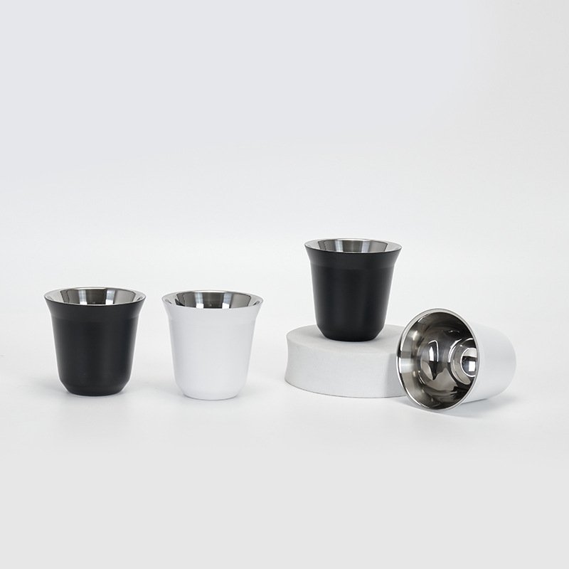 Mini stainless steel shot glass Double-layer simple insulation beer mug home bar coffee cup wholesale