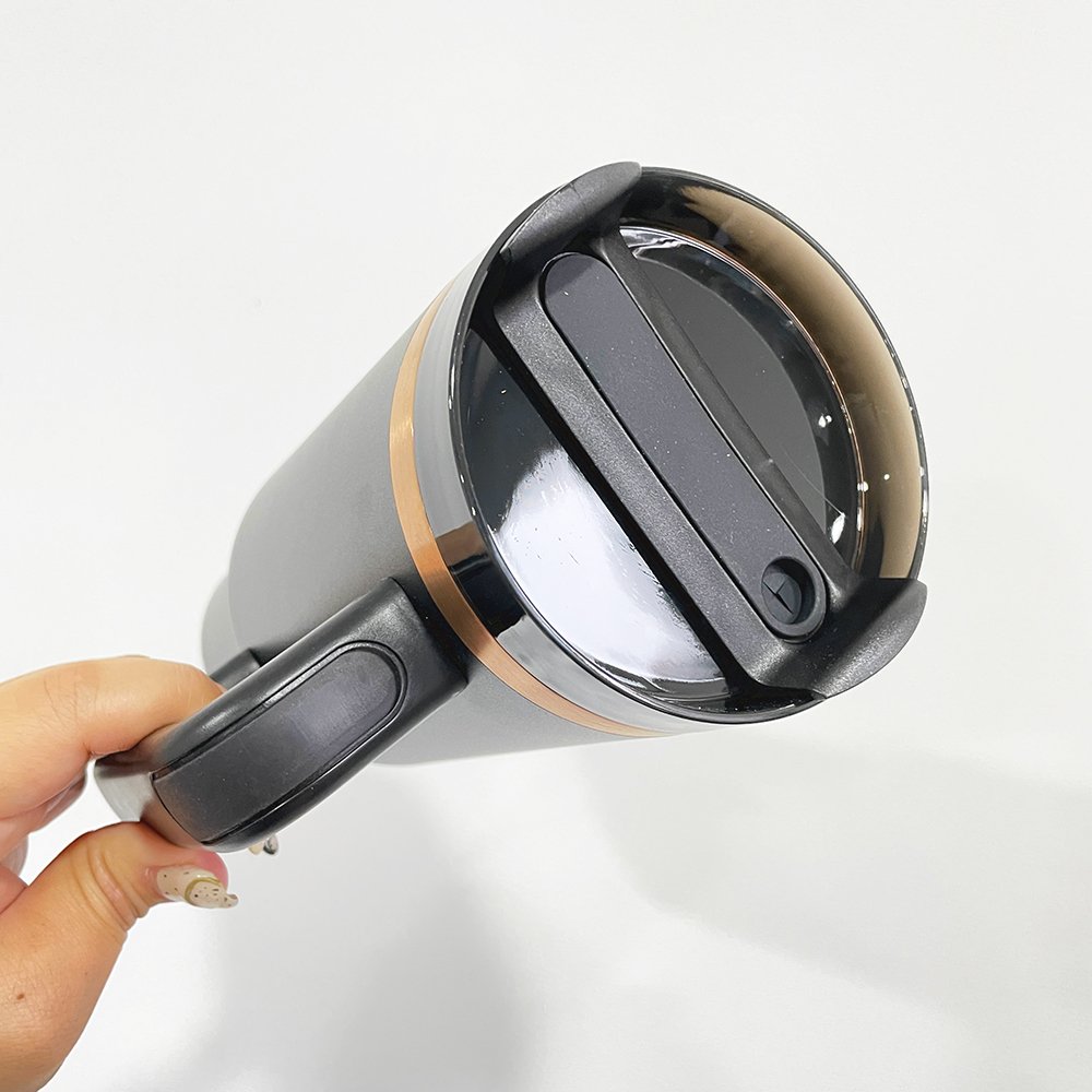USA warehouse RTS laser engraved 40oz powder coated black color copper plated vacuum thermos tumbler water bottle with straw