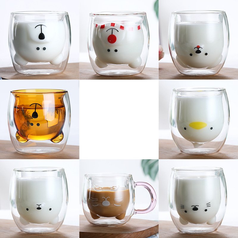 Gifts Insulated Cappuccino Milk Cafe Drinking Mugs Women Double Wall Kids Glass Cups