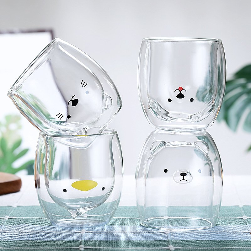 Gifts Insulated Cappuccino Milk Cafe Drinking Mugs Women Double Wall Kids Glass Cups