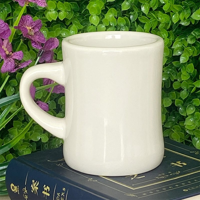 Vintage Retro Cream White 11oz Ceramic Coffee Diner Mug With Custom Logo