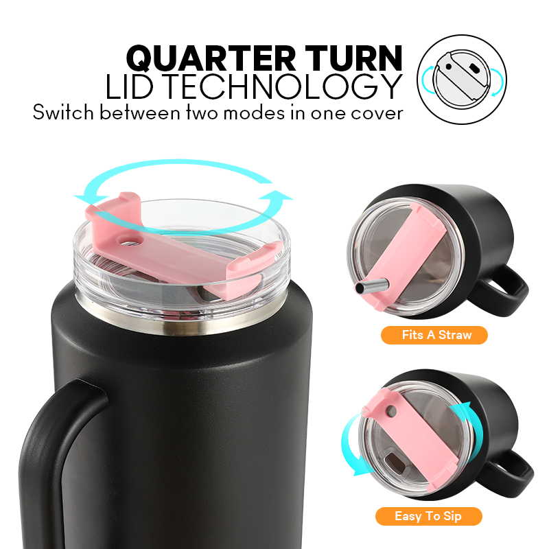 50oz Tumbler Large Capacity Handheld Mug Stainless Steel Insulated Thermal Vacuum Flask Pour Water Smoothly