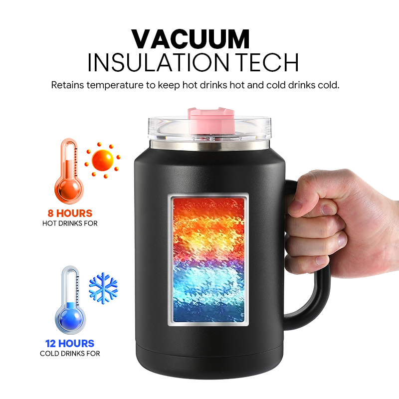 50oz Tumbler Large Capacity Handheld Mug Stainless Steel Insulated Thermal Vacuum Flask Pour Water Smoothly