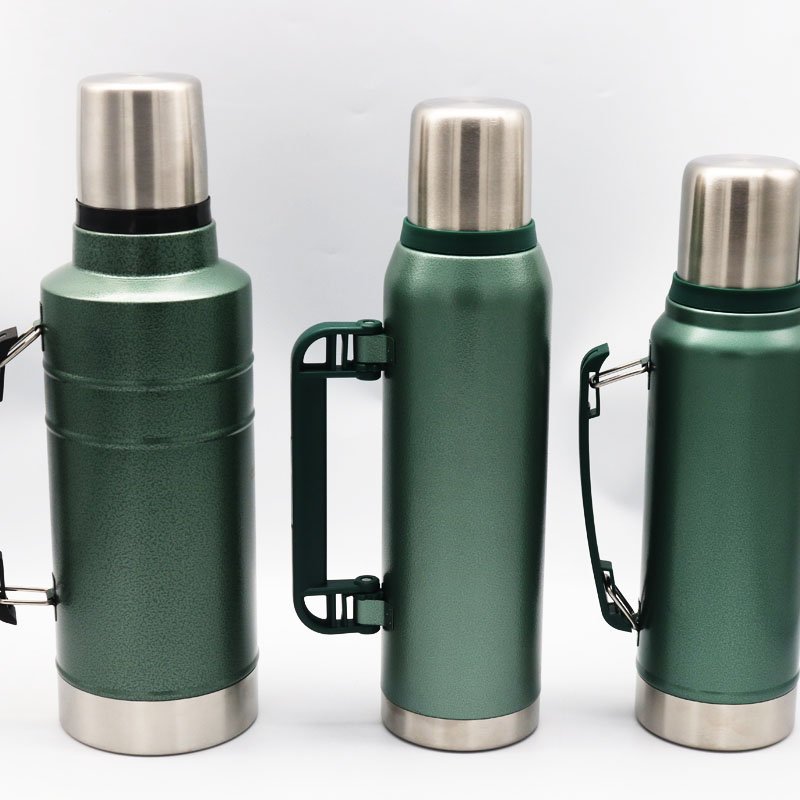 Best Quality Thermos 1L/1.3L/1.8L Hammer Coated Stainless Steel Vacuum Flask Double Wall Insulated Water Bottle with Handle