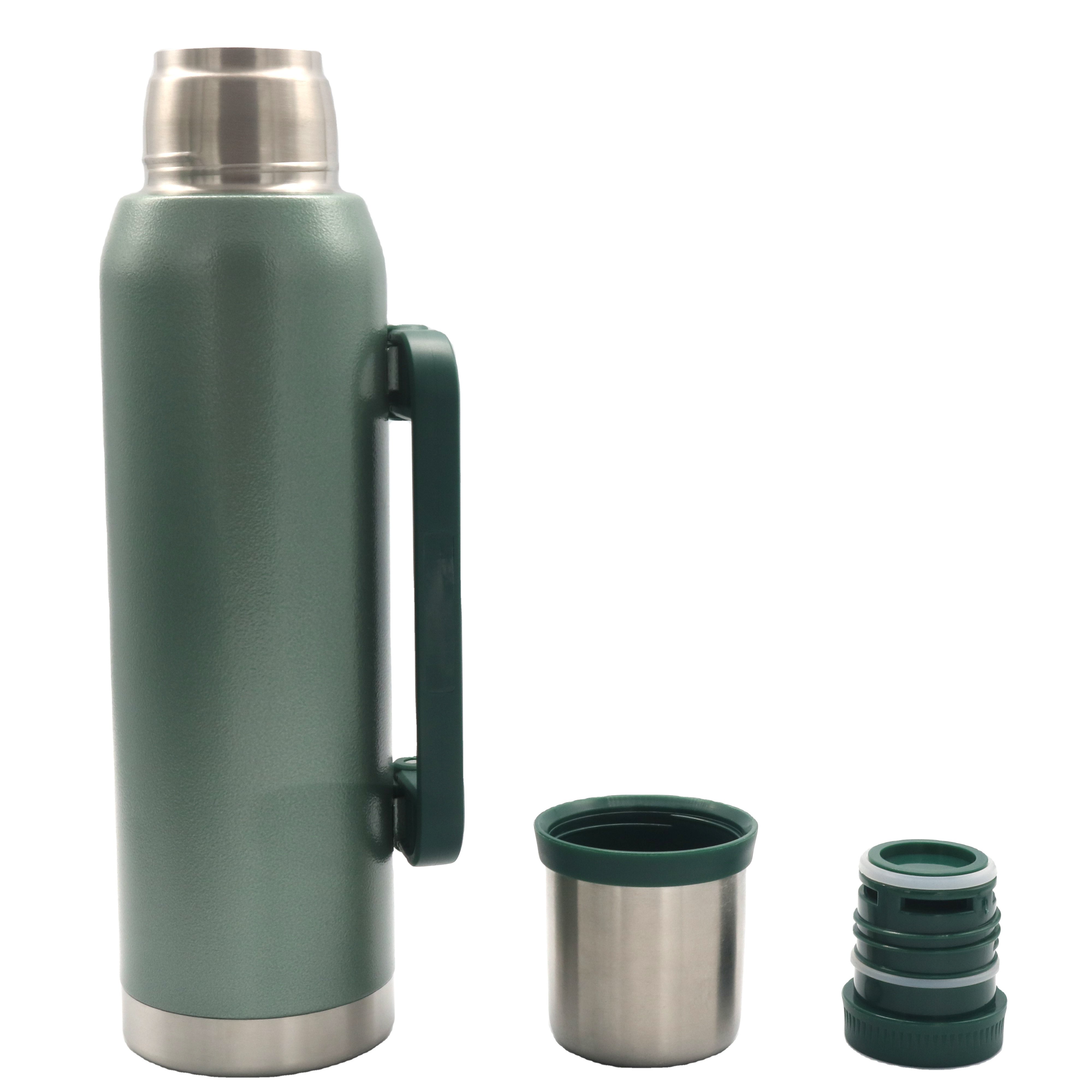 Best Quality Thermos 1L/1.3L/1.8L Hammer Coated Stainless Steel Vacuum Flask Double Wall Insulated Water Bottle with Handle