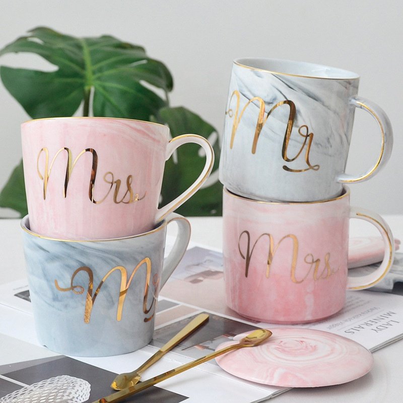 YIDING MR MRS enamel coffee ceramic mugs wholesale custom logo marble ceramic mugs coffee mug