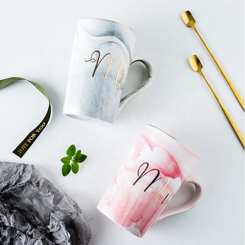 YIDING MR MRS enamel coffee ceramic mugs wholesale custom logo marble ceramic mugs coffee mug