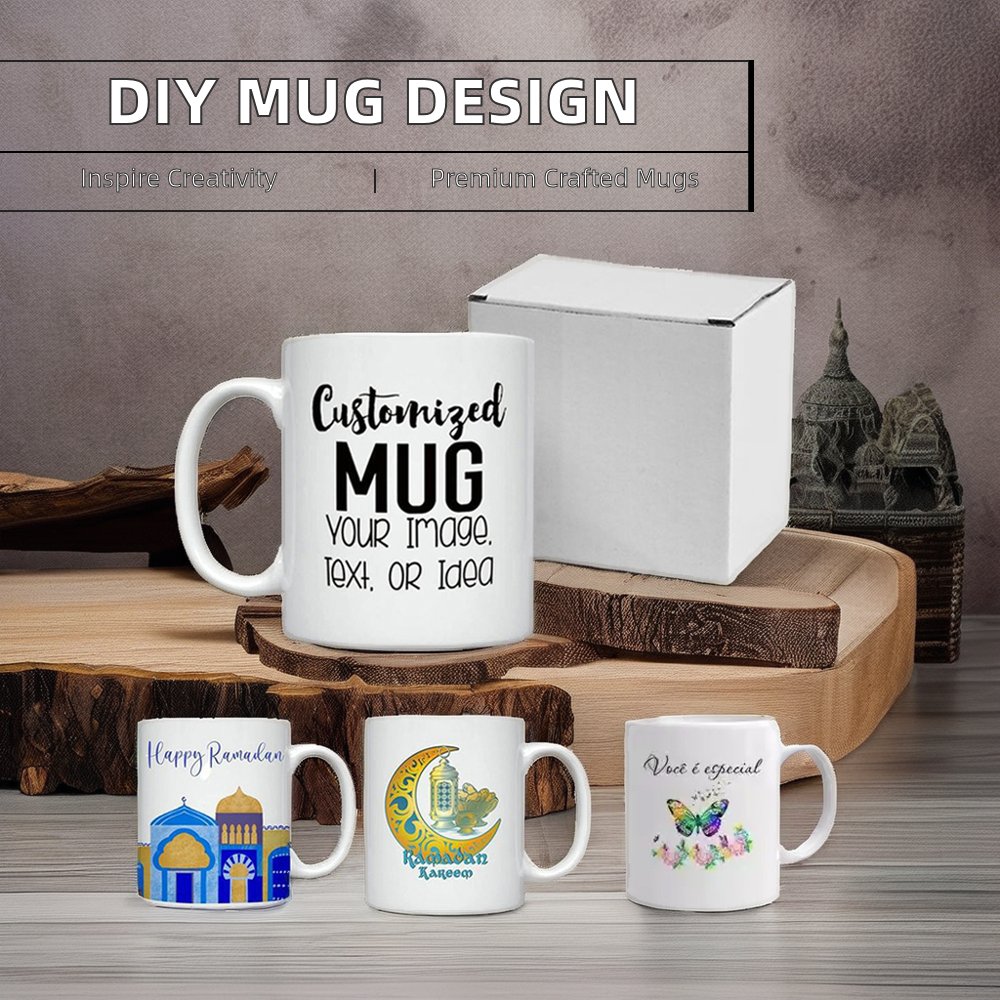 2024 White Custom Plain Mug Printed Sublimation Blank Ceramic Coffee Mug