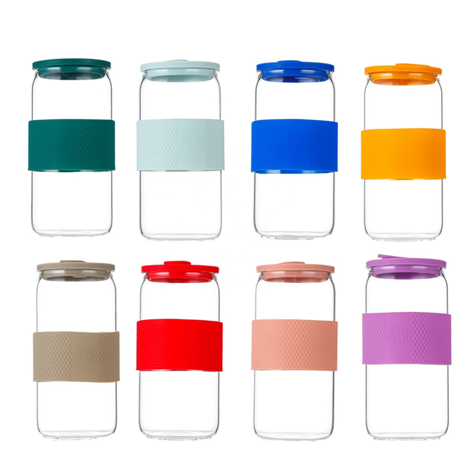 JM Custom Food Grade Borosilicate Tumbler Cups Mugs Dinking Silicone Cover Glasses Can Shaped Beer Glass For Drink Tea Set