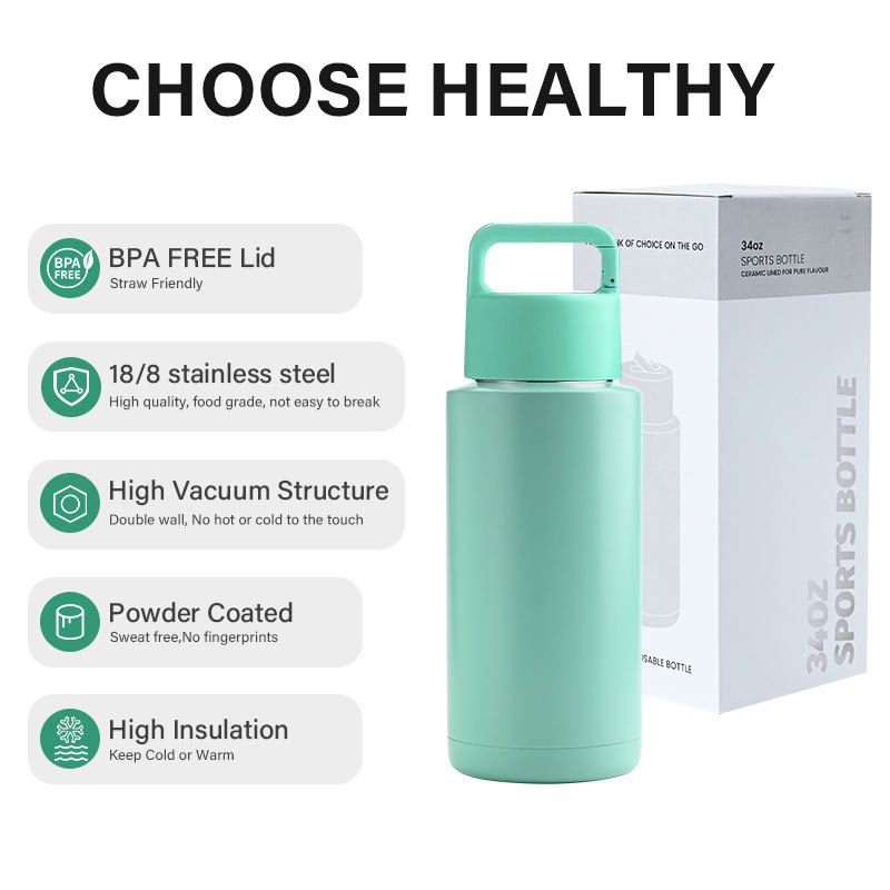 34Oz Stainless Steel Insulated Vacuum Flask Reusable Green Sports Water Bottles Cartoon Cup Making Machine