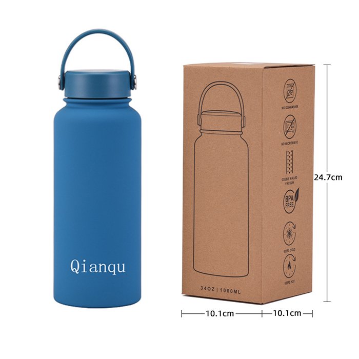 Portable Large Capacity 32oz Wide Mouth Double Wall Stainless Steel Vacuum Flask With Handle
